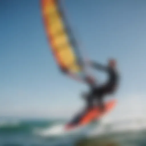 Detailed view of a kite surfing rig setup