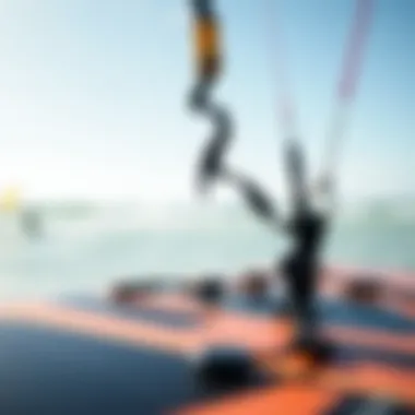 Close-up of kite surfing board and harness