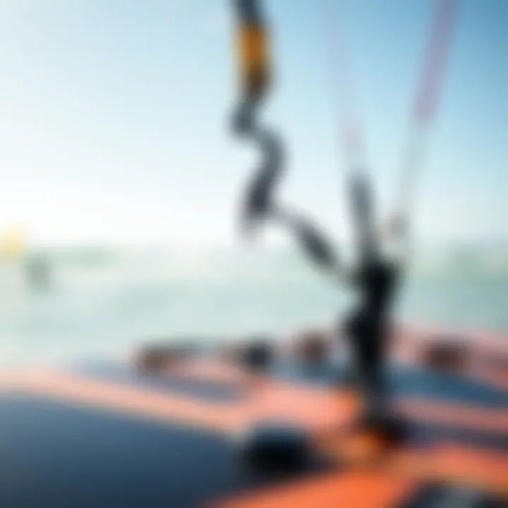 Close-up of kite surfing board and harness