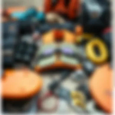 Safety equipment for kite surfing laid out