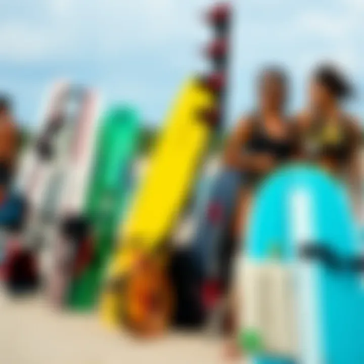 Diverse Kiteboarding Equipment for Rent Kiteboarding equipment ready for rental