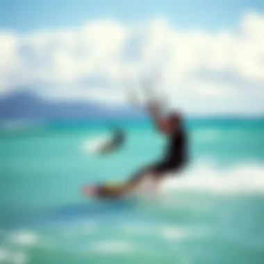 Kiteboarding in Maui's Beautiful Waters Scenic view of kiteboarders in Maui