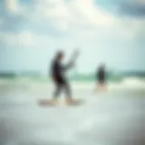 Kiteboard training session on the beach