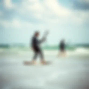 Kiteboarding Enthusiasts in Training Kiteboard training session on the beach