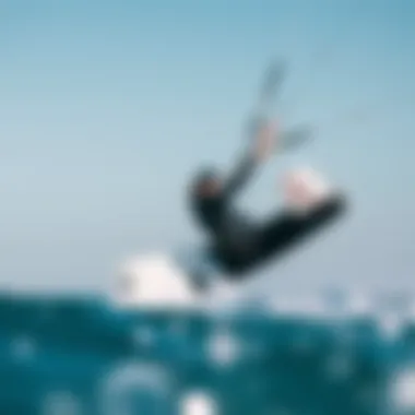 A kiteboarder in action, demonstrating the impact of performance parts on riding ability.