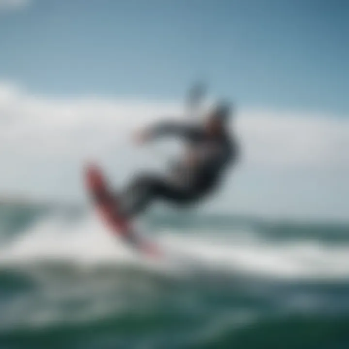 Kiteboarder performing advanced techniques on the water