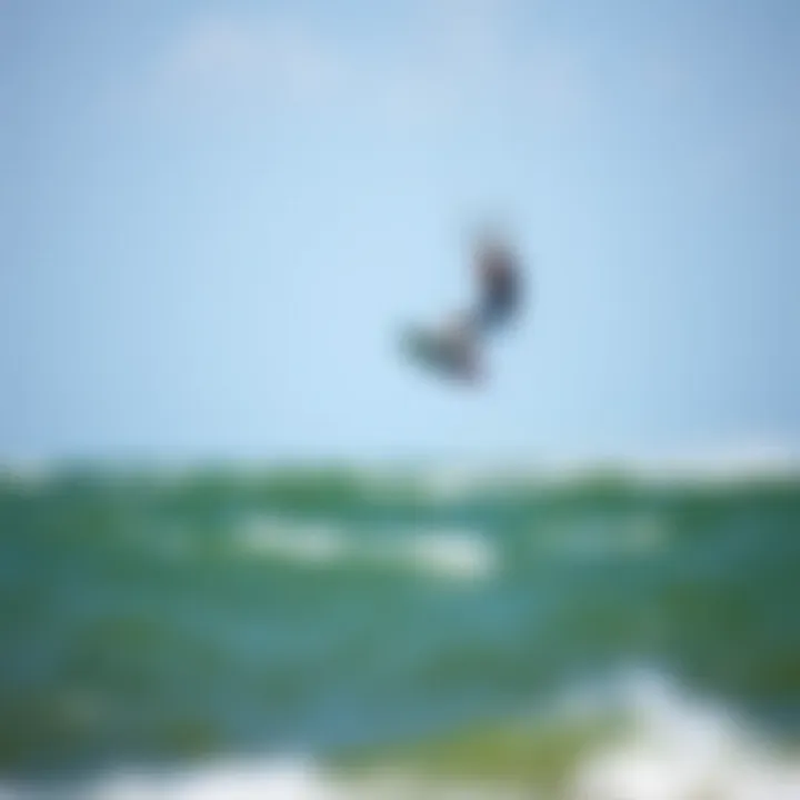 Kiteboarder soaring above the waters of Gulfport
