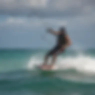 Kiteboarder navigating through windy conditions along Kihei coastline