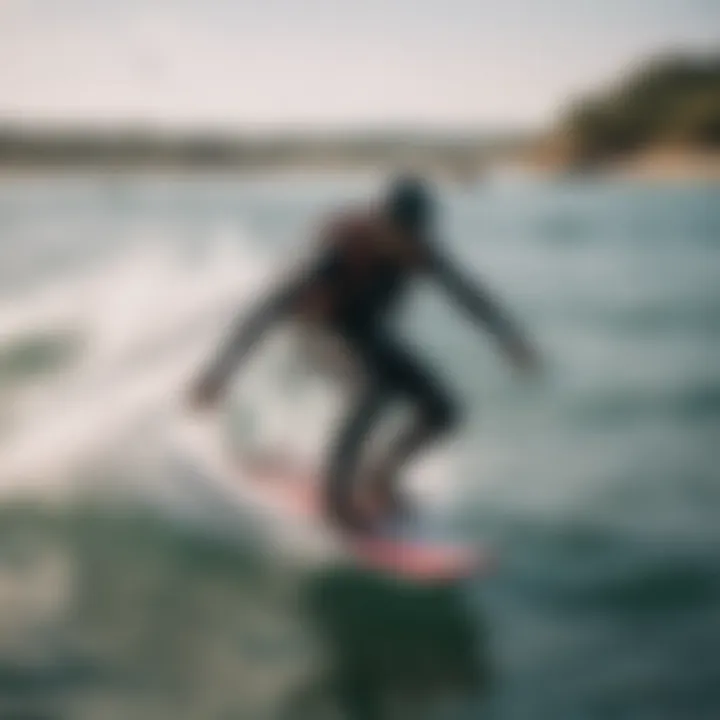 A kiteboarder expertly maneuvering on water with a custom foil board.