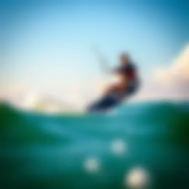 Kiteboarding with the KT Board A dynamic shot of a kiteboarder riding the waves with a KT board.