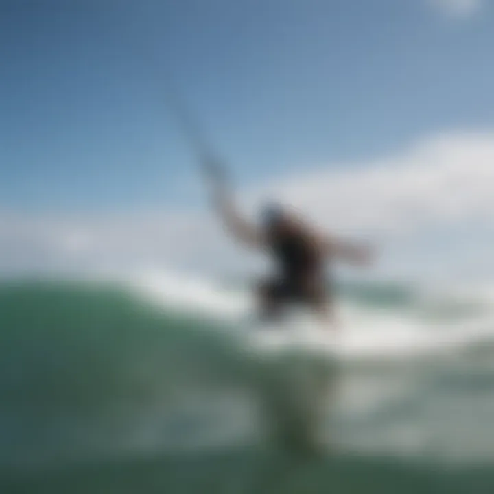 Kiteboarder demonstrating safe release techniques on the water