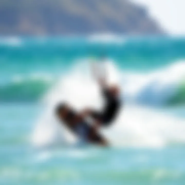 Kiteboarder enjoying a session in varying water conditions