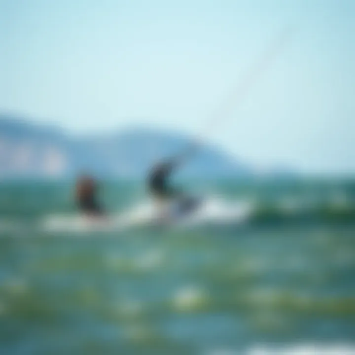 Kiteboarders Thriving in Optimal Wind Conditions Kiteboarders enjoying favorable wind conditions