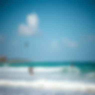 Aerial View of Kiteboarders in Punta Cana An aerial view of kiteboarders gliding across the waves, with the scenic coastline of Punta Cana in the background.