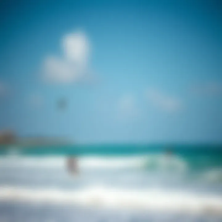 Aerial View of Kiteboarders in Punta Cana An aerial view of kiteboarders gliding across the waves, with the scenic coastline of Punta Cana in the background.