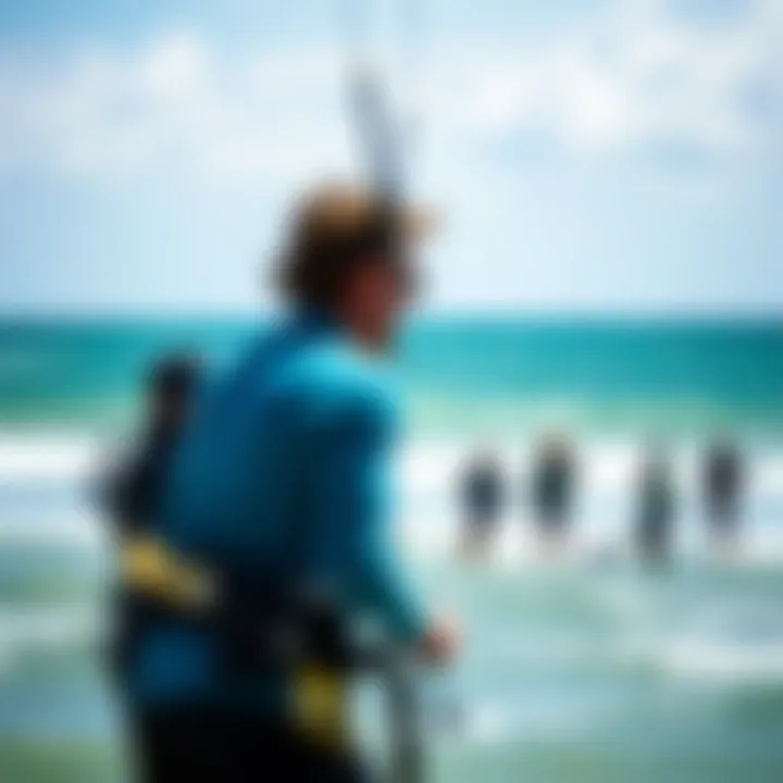 Community gathering of kiteboarding enthusiasts sharing experiences