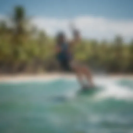 A vibrant kiteboarding scene at a pristine beach in Puerto Rico