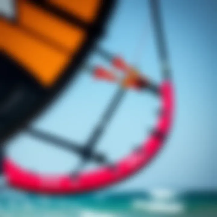 Advanced Design Features of Kiteboarding Kites Close-up of a kite demonstrating advanced design features