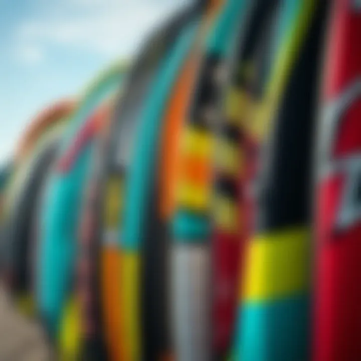 Diverse Selection of Kiteboarding Kites for Sale Selection of various kiteboarding kites displayed for purchase