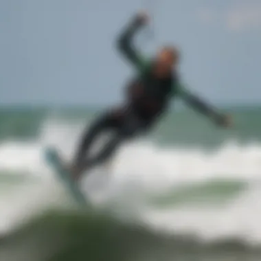 Kiteboarding action on the waves of Lake Erie