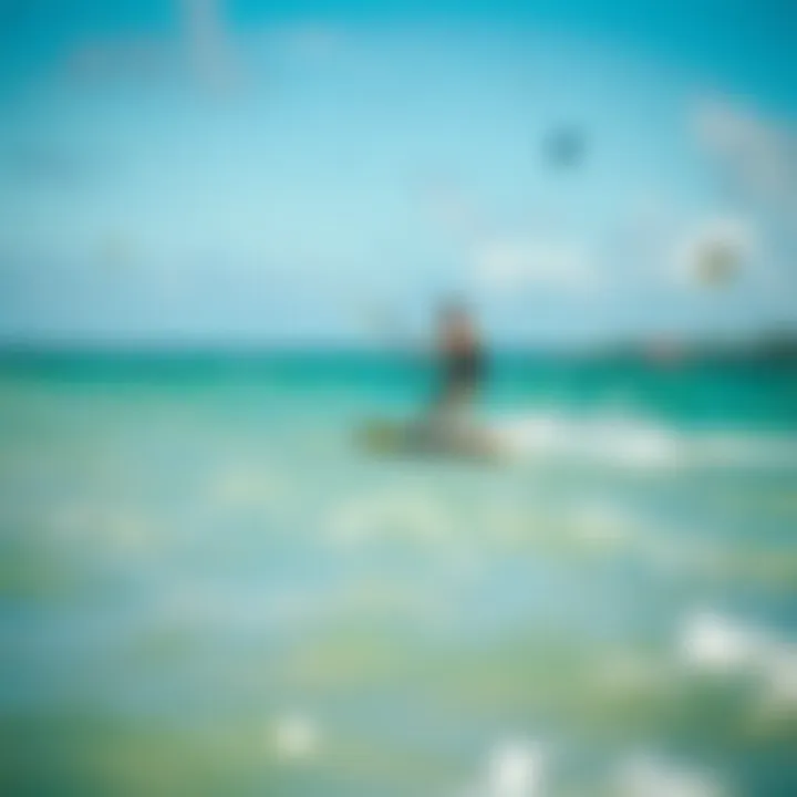 Kiteboarders gliding across the clear waters of Panama City Beach, highlighting their agility and skill.