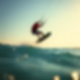 Dynamic kiteboarding action over waves