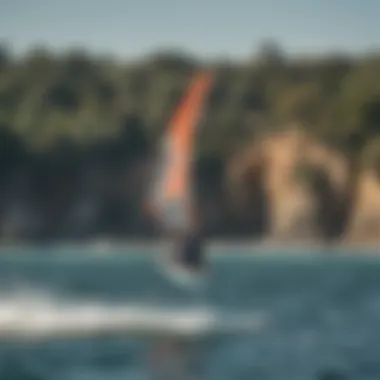 A kitefoiler gracefully gliding over shimmering waters showcasing advanced maneuvers.