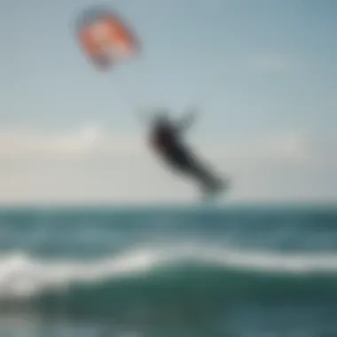 An expert kiteboarder performing a maneuver