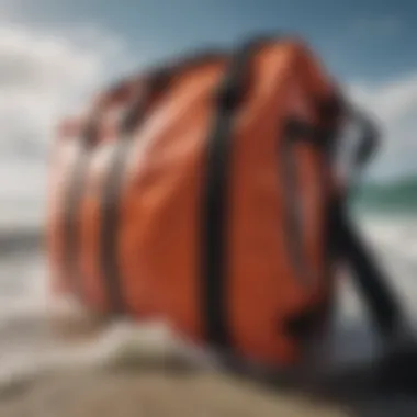 Durability and Quality: The Materials of Kitesurf Bags Close-up of durable materials used in kitesurf travel bags.