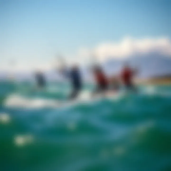 A group of kitesurfers enjoying a day on the water