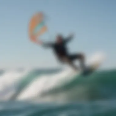 A kitesurfer mastering a new technique