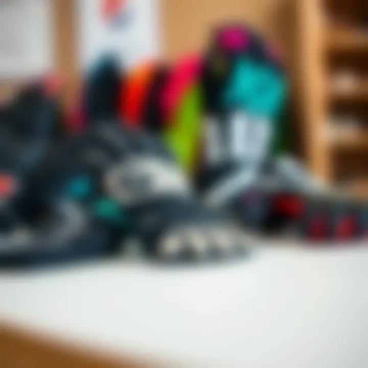 Variety of Kitesurfing Gloves Different types of kitesurfing gloves displayed on a table