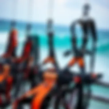 Diverse Kitesurfing Harnesses A diverse selection of kitesurfing harnesses displayed for choice