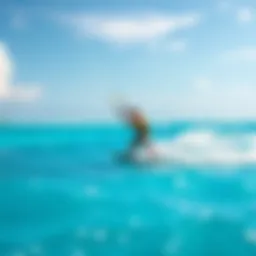 Kitesurfing in the crystal-clear waters of the Maldives