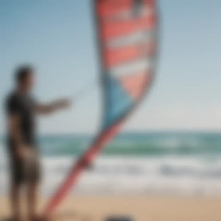 Expert performing maintenance on a kitesurfing kite