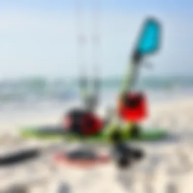 Essential Kitesurfing Equipment for Lessons Kitesurfing equipment setup on the beach