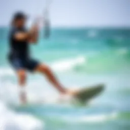 Kitesurfing instructor guiding a novice in West Palm Beach