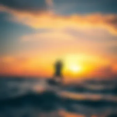 Thrilling Kitesurfing Experience During Sunset Kitesurfing in action during sunset at West Palm Beach