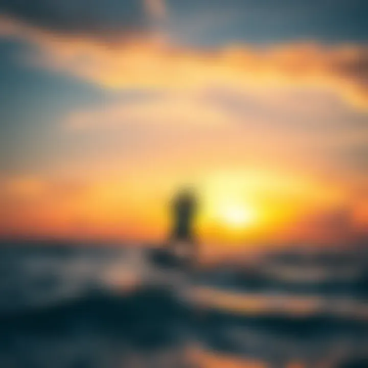 Thrilling Kitesurfing Experience During Sunset Kitesurfing in action during sunset at West Palm Beach