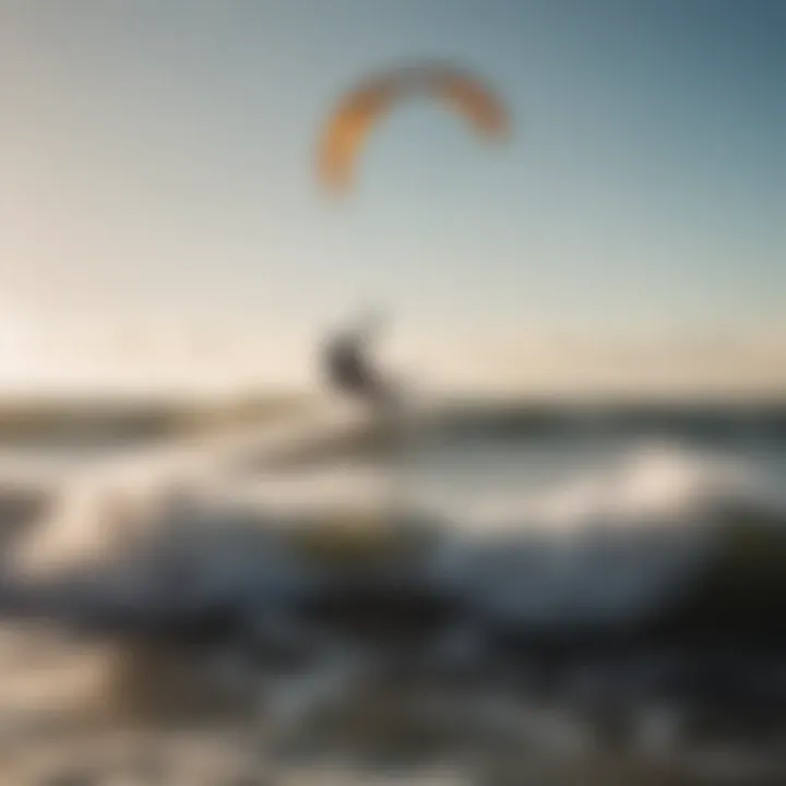 Kitesurfers gliding over the waves in the Outer Banks