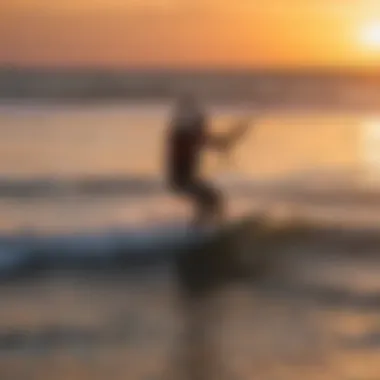 Sunset over the Outer Banks with kitesurfers silhouetted