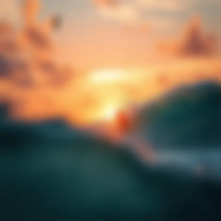 Kitesurfers Riding Waves at Sunset Kitesurfers riding the waves at sunset