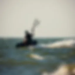 Dynamic kiteboarding action on Lake Erie