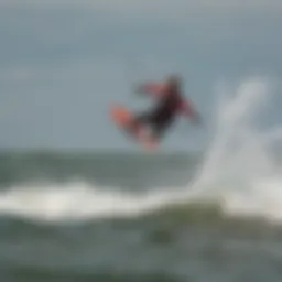 Kiteboarders riding the waves on Lake Erie with dynamic water movements