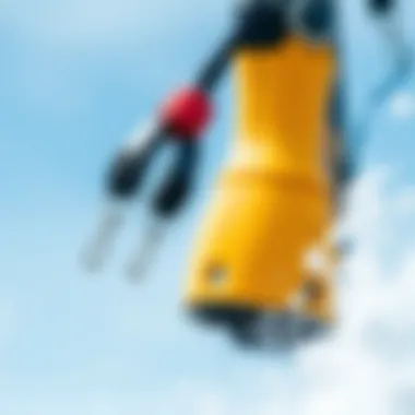 Close-up of leash system and kite connection demonstrating design intricacies