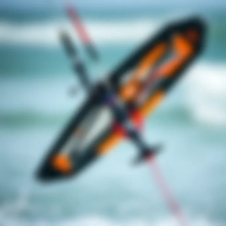 Close-up view of Liquid Force kite features and construction