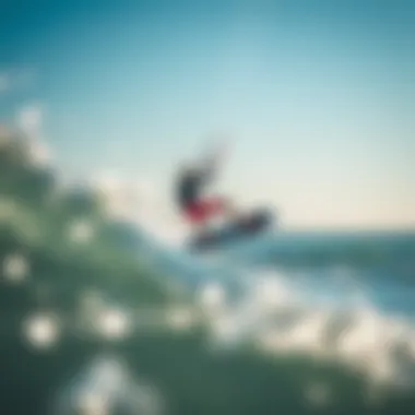 Dynamic kiteboarding action showcasing LiquidForce gear in motion