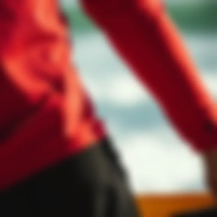 Close-up of the high-performance material used in long sleeve wet shirts.
