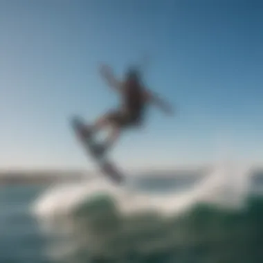 A creative editing workspace showcasing video footage of kiteboarding