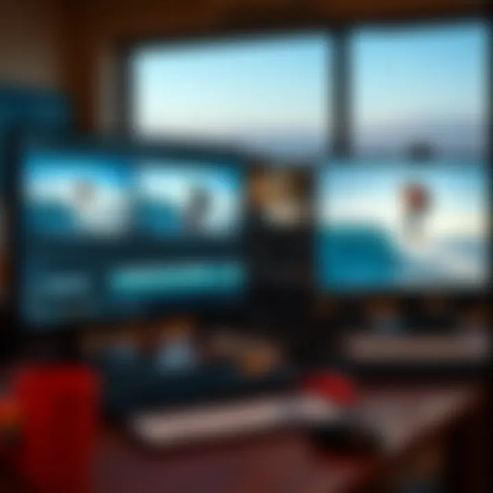 Post-Production: Crafting the Narrative of Your Adventure An editing workspace featuring video clips of kiteboarding adventures on a computer screen